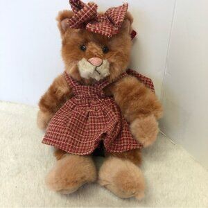 Russ Berrie Plush Striped Dress Cat "Kittra" Hand Made Plush Stuffed Animal